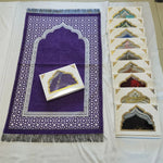 tapis prière islamique géométrique polyester bleu vert gris violet moderne