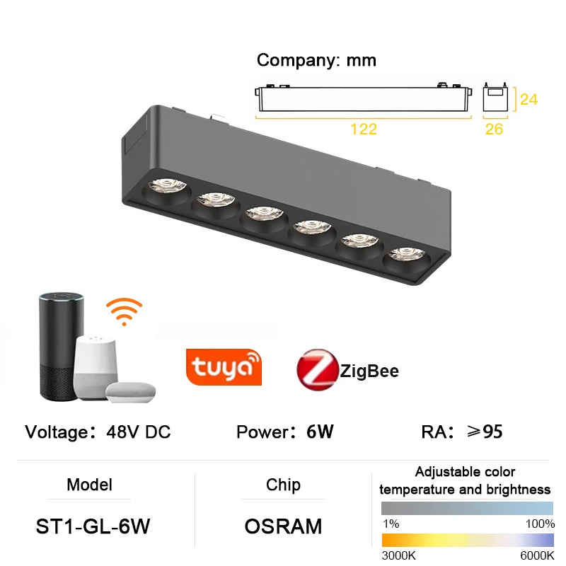 luminaire led rail magnétique noir moderne système éclairage intelligent intérieur ultra mince