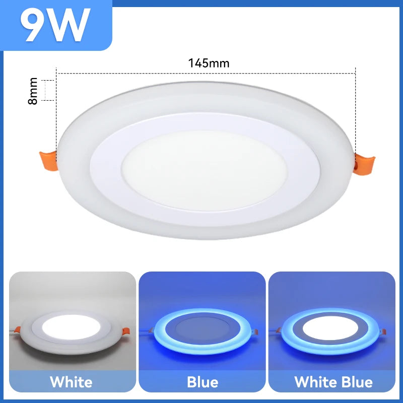 Panneau LED moderne blanc bleu rond carré clips métalliques 90V 260V LED