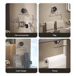 porte serviettes ventouse acier inoxydable transparent moderne crème noir géométrique cuisine rangement minimaliste