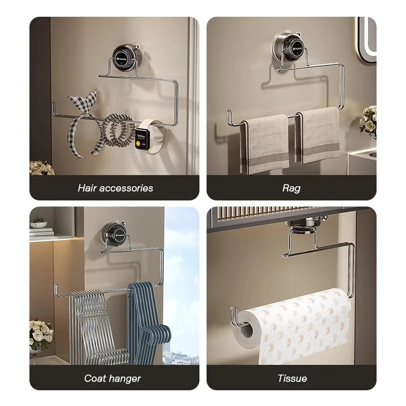 porte serviettes ventouse acier inoxydable transparent moderne crème noir géométrique cuisine rangement minimaliste