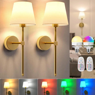 Applique murale sans fil rechargeable en couleur or sur un mur blanc