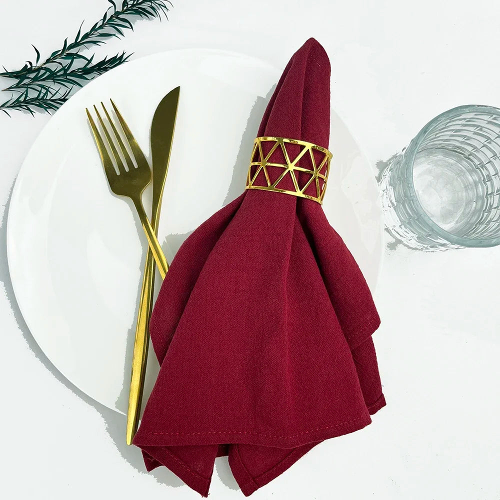 lot 50 serviettes cuisine coton bleu clair clips dorés table