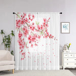 rideau moderne fleurs cerisier transparent blanc rose vert polyester chambre salon