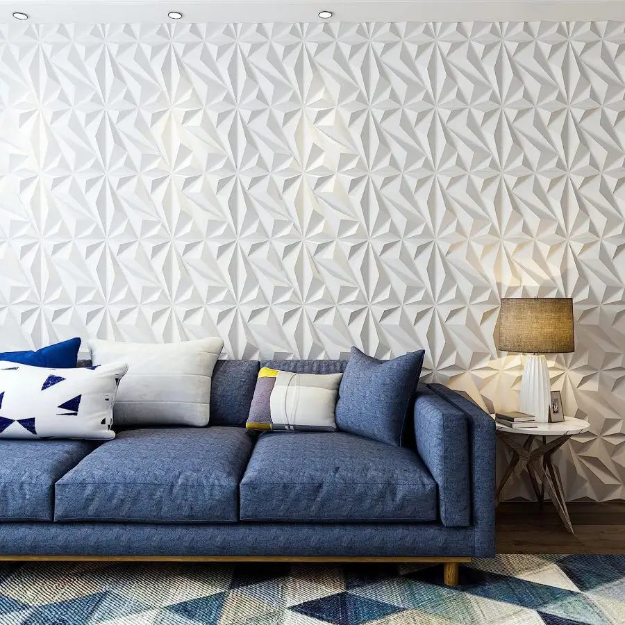 panneaux decoratifs 3d blanc geometrique moderne adhesif 30cm 30cm intérieur decoration