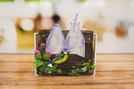 cartes postales 3d illustratives animaux fleurs oiseaux barbelés boîte lettres bouteilles herbe rouge vert