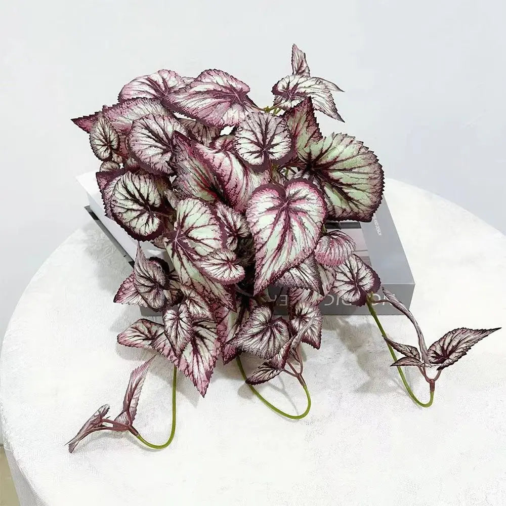 plantes artificielles feuilles perilla vertes roses exposition extérieure moderne minimalistebranches crochets feuillessilkmateriau