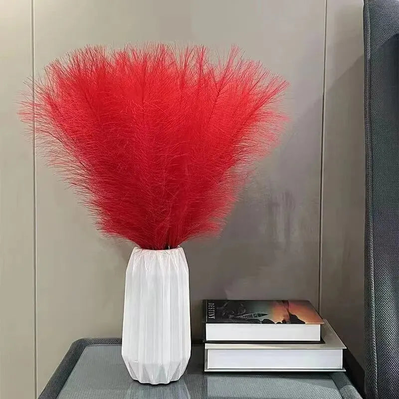 plumes séchées naturelles modernes beige rouge violet blanc rose vase décoration intérieure élégante