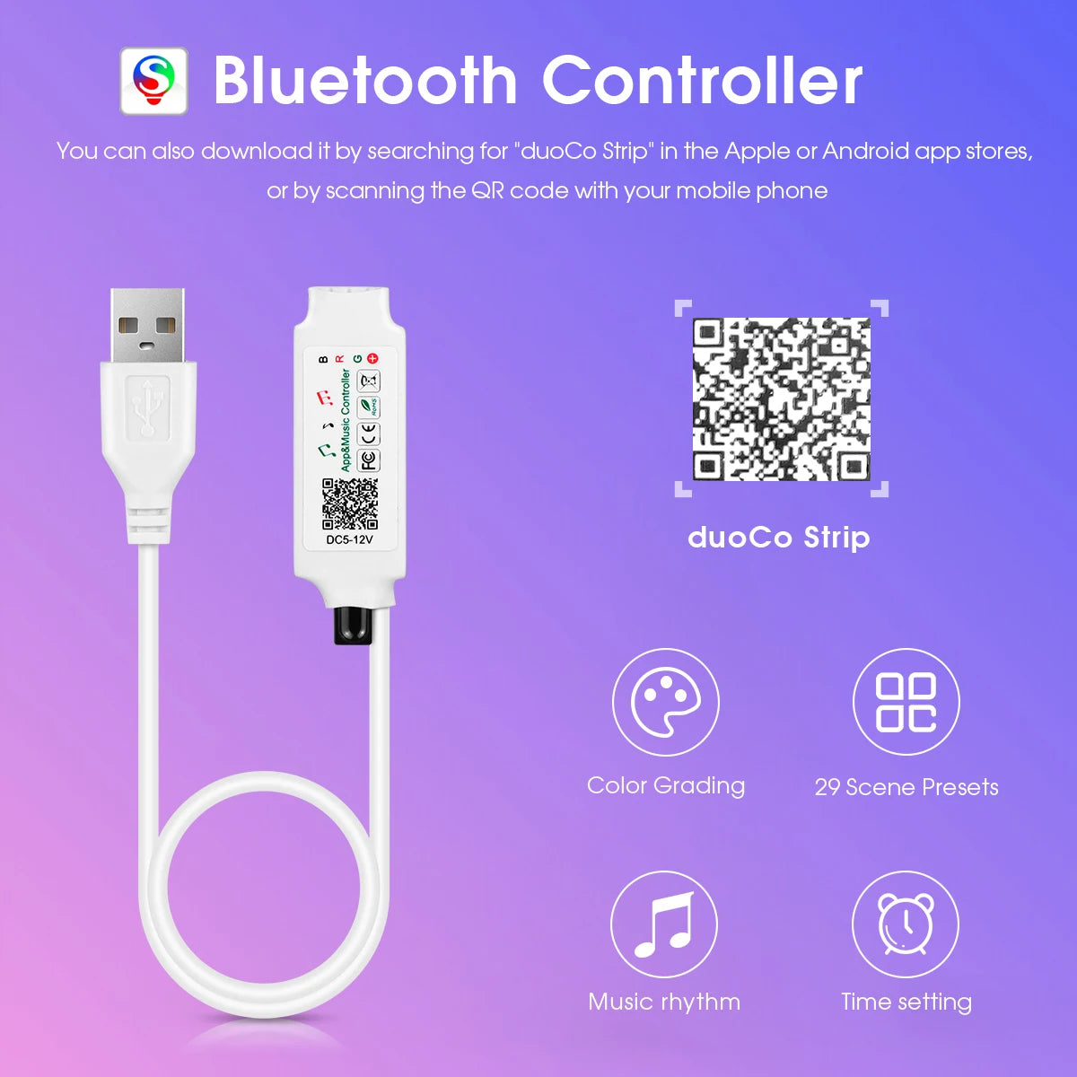 ruban led multicolore adhésif moderne contrôleur bluetooth lumière nuit réglable salon