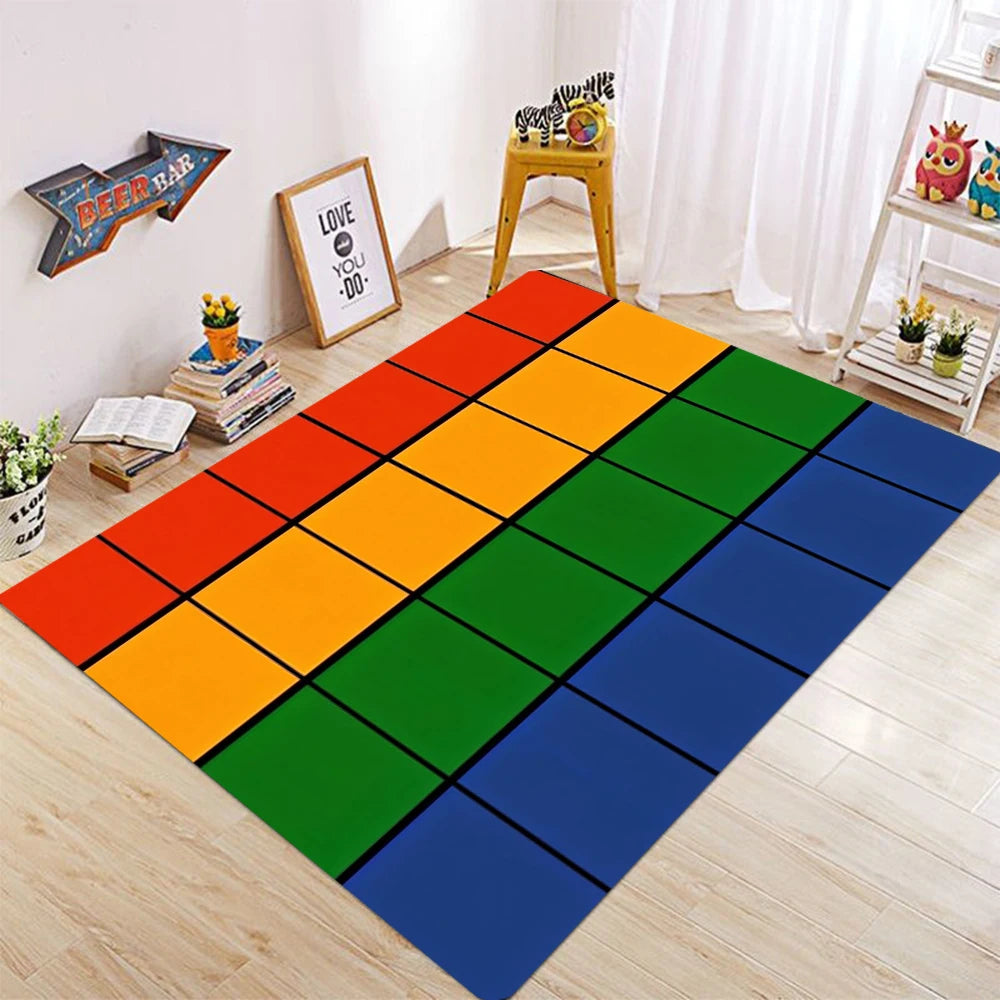 tapis éducatif alphabet animal chiffres moderne coloré enfants salon chambre bleu rouge orange vert