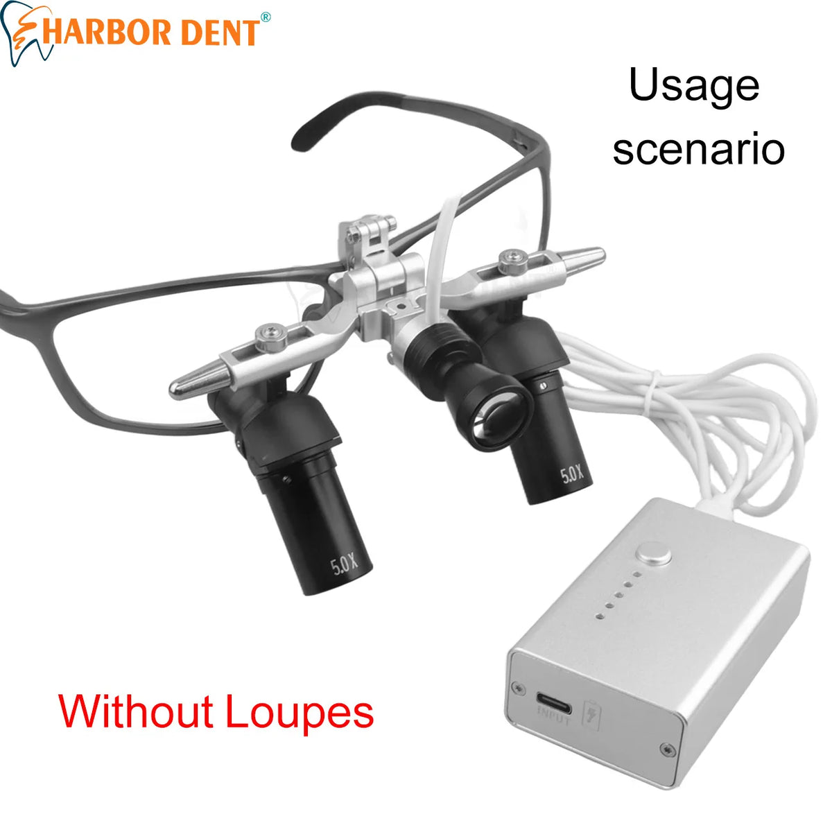 loupe dentaire led noir argenté rechargeable niveaux luminosité clip moderne fonctionnelle