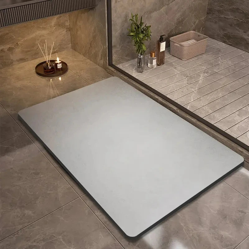 tapis sol antidérapant gris clair moderne salle bain entrée boue diatomée