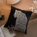 taie d'oreiller léopard brodé moderne 45x45cm noir blanc décoratif intérieur voiture chambre salon canapé