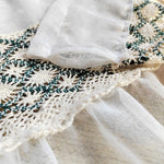 rideau lin beige noir broderie géométrique bordure dentelle classique vintage translucide cuisine fenêtre