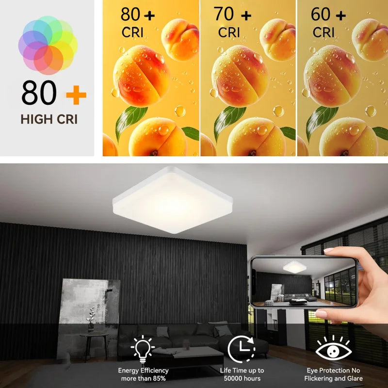 plafonnier led carré blanc moderne lampe encastré cuisine chambre luminaire intérieur