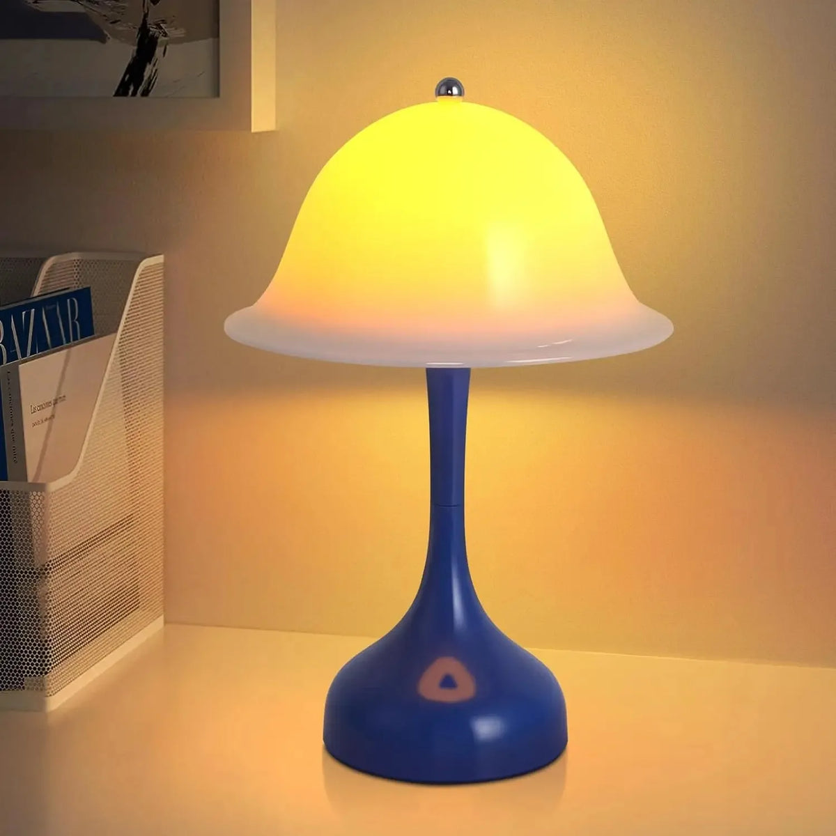 lampe chevet sans fil led rechargeable tactile bleu rose blanc moderne abatjour champignon chambre