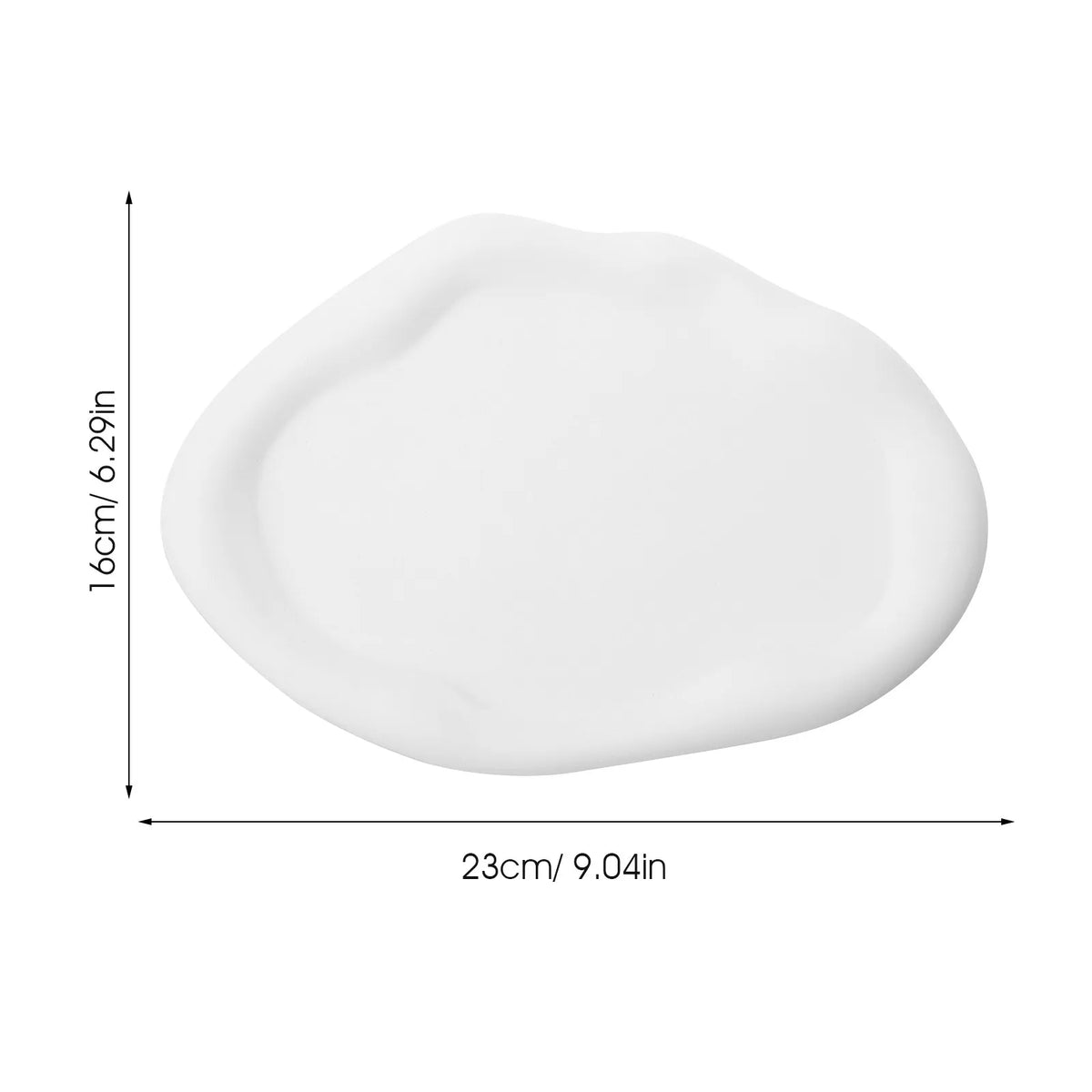 assiette blanche moderne plateau rangement bijoux cosmétiques minimaliste.surface lisse formes rondes brillantes