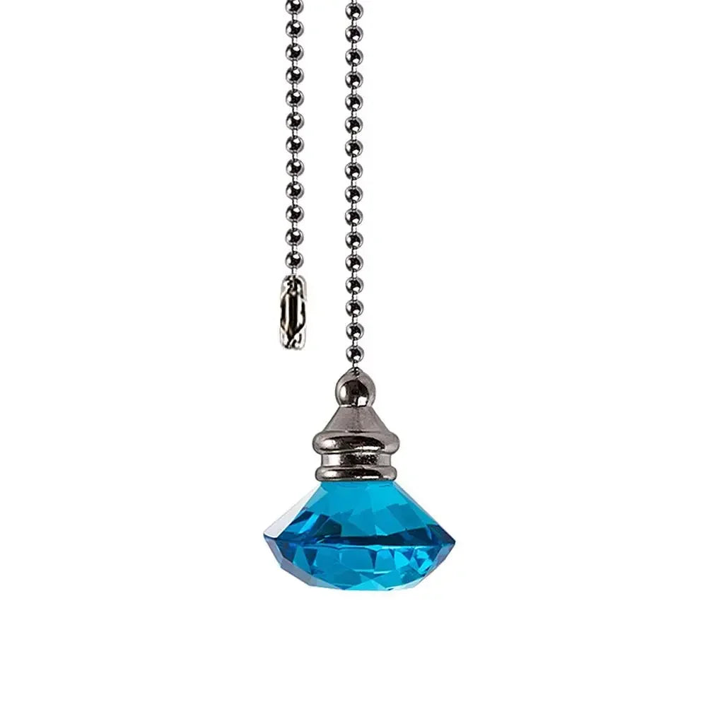 suspension transparentes motifs internes modernes ventilateur lustre cristal chaînes élégantes intérieurs colorés bleu rouge