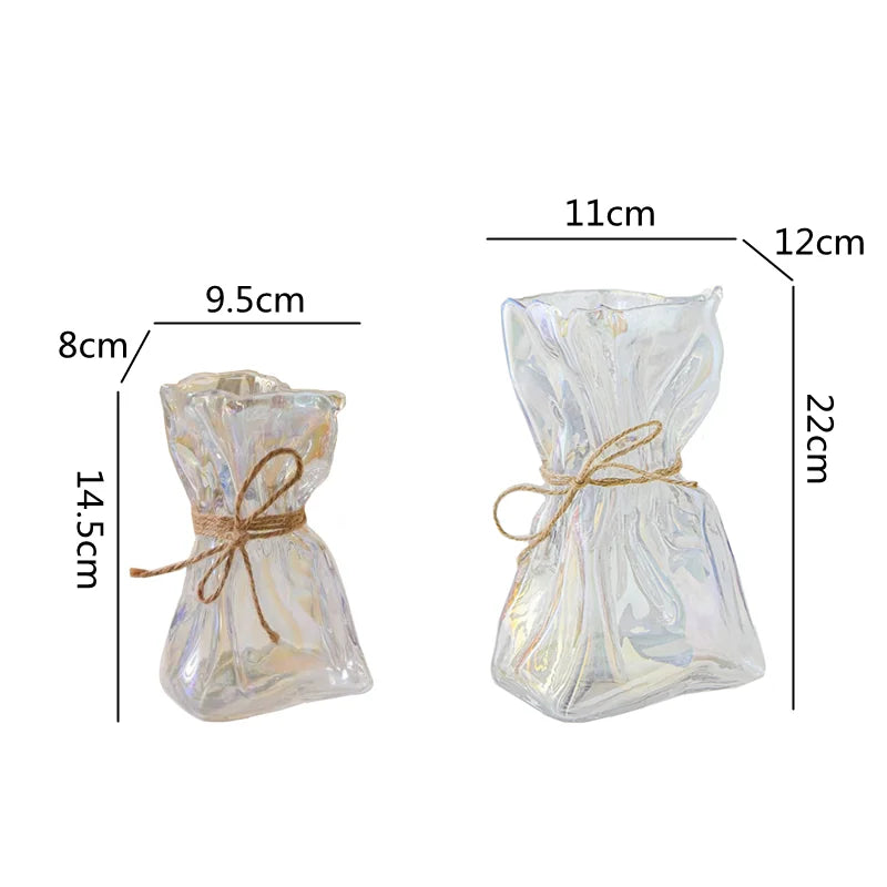 vase verre transparent moderne ruban jute pot fleur terrarium décoration table hydroponique artisanat