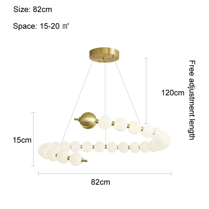 suspension lumineuse moderne blanc doré boules rondes salon chambre restaurant étude