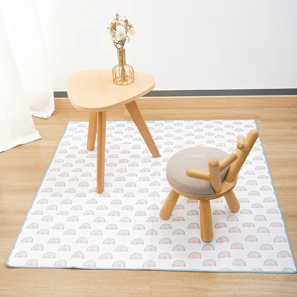 tapis anti dérapant enfant motif canards beige jaune texture pointillée moderne pliable activité jeu