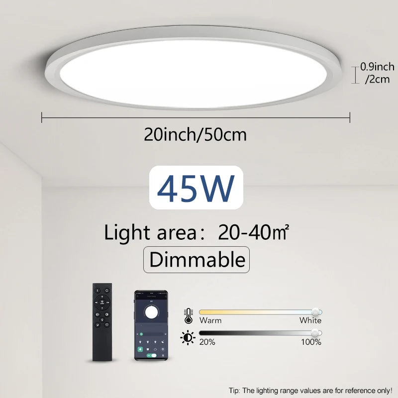 lampe led moderne blanc télécommande application 50cm diamètre 2000 82000lm