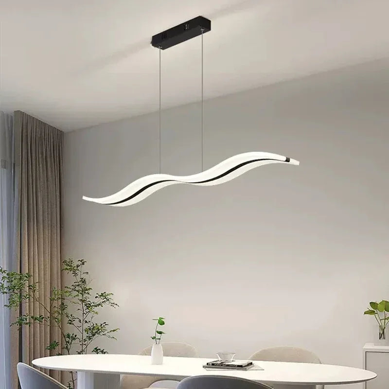 suspension lumineuse moderne blanc noir ondule clips câbles diffuseur 100cm 120cm led