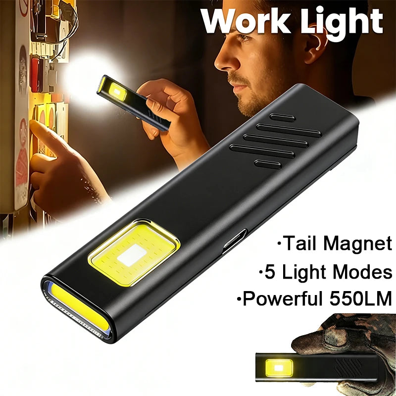 lampe travail rechargeable led aimant crochette anti dérapante noire oranger moderne pratique