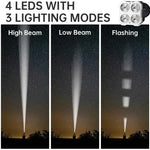 lampe torche rechargeable 5w led noire argentée texturée camping lecture nocturne