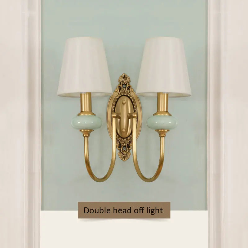 lampe murale classique vintage abat jour tissé doré beige vert clair douille E14 base