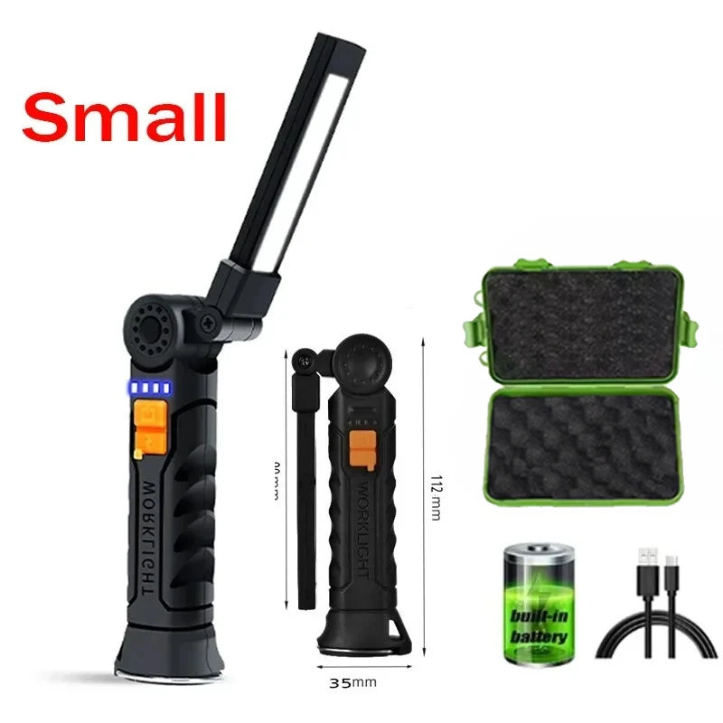 lampe travail rechargeable led aimant crochette anti dérapante noire oranger moderne pratique