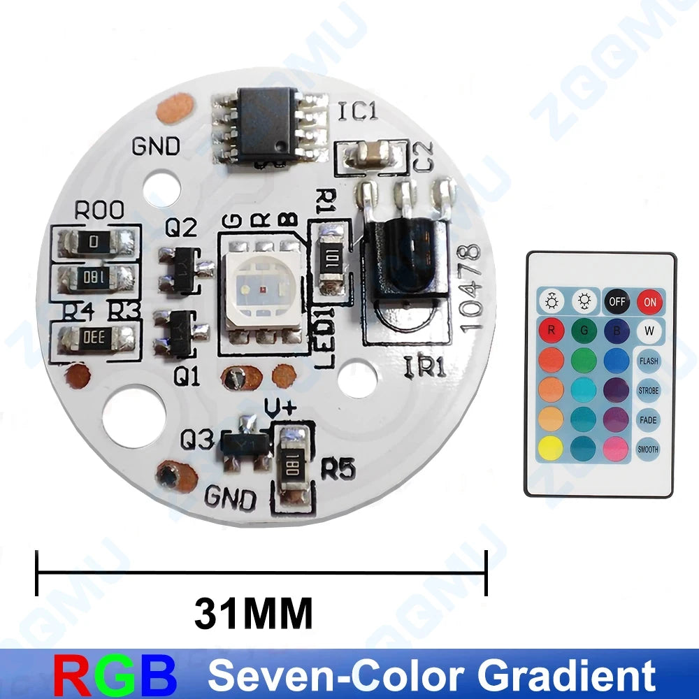 panneau led rgb 3w 38mm télécommande dégradé couleur diy lampe bois hêtre éclairage scène