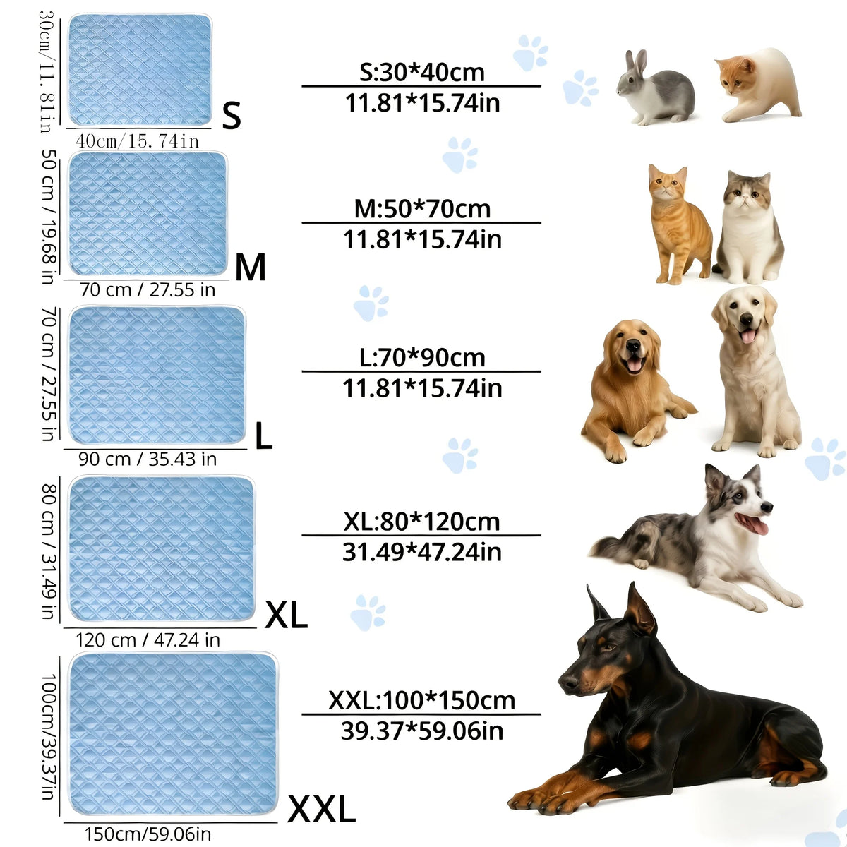 tapis refroidissement animal quilté anti dérapant bleu clair moderne polyester