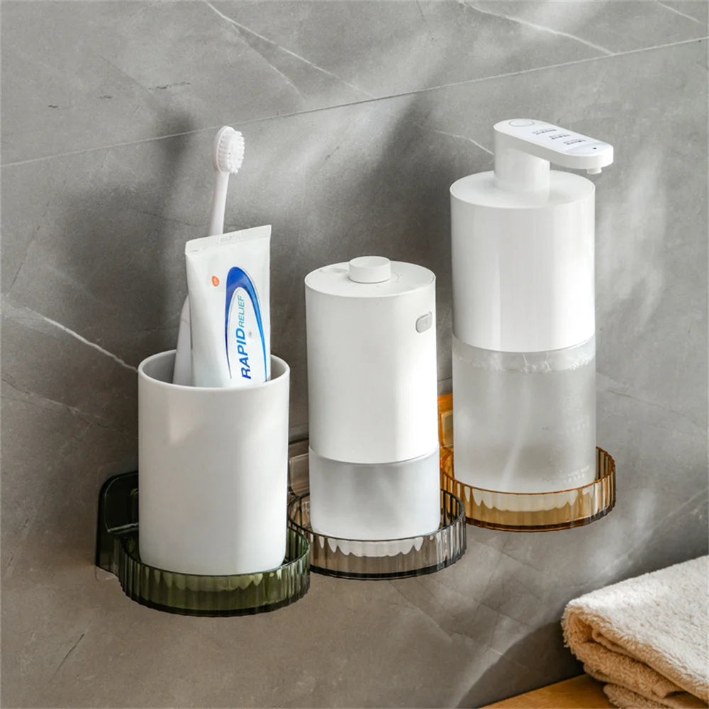 porte brosse dents distributeur savon liquide adhésif moderne blanc vert doré transparent