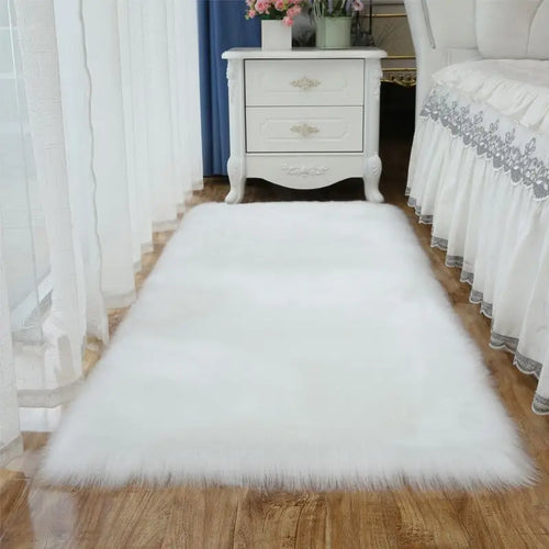 tapis ovale peluche noué moderne beige rose blanc gris chambre salon décoration fourrure