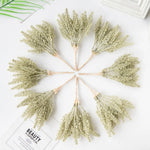 décoration naturelle bouquet séché vert clair gris argenté feuilles fines rustique exposition intérieure extérieure