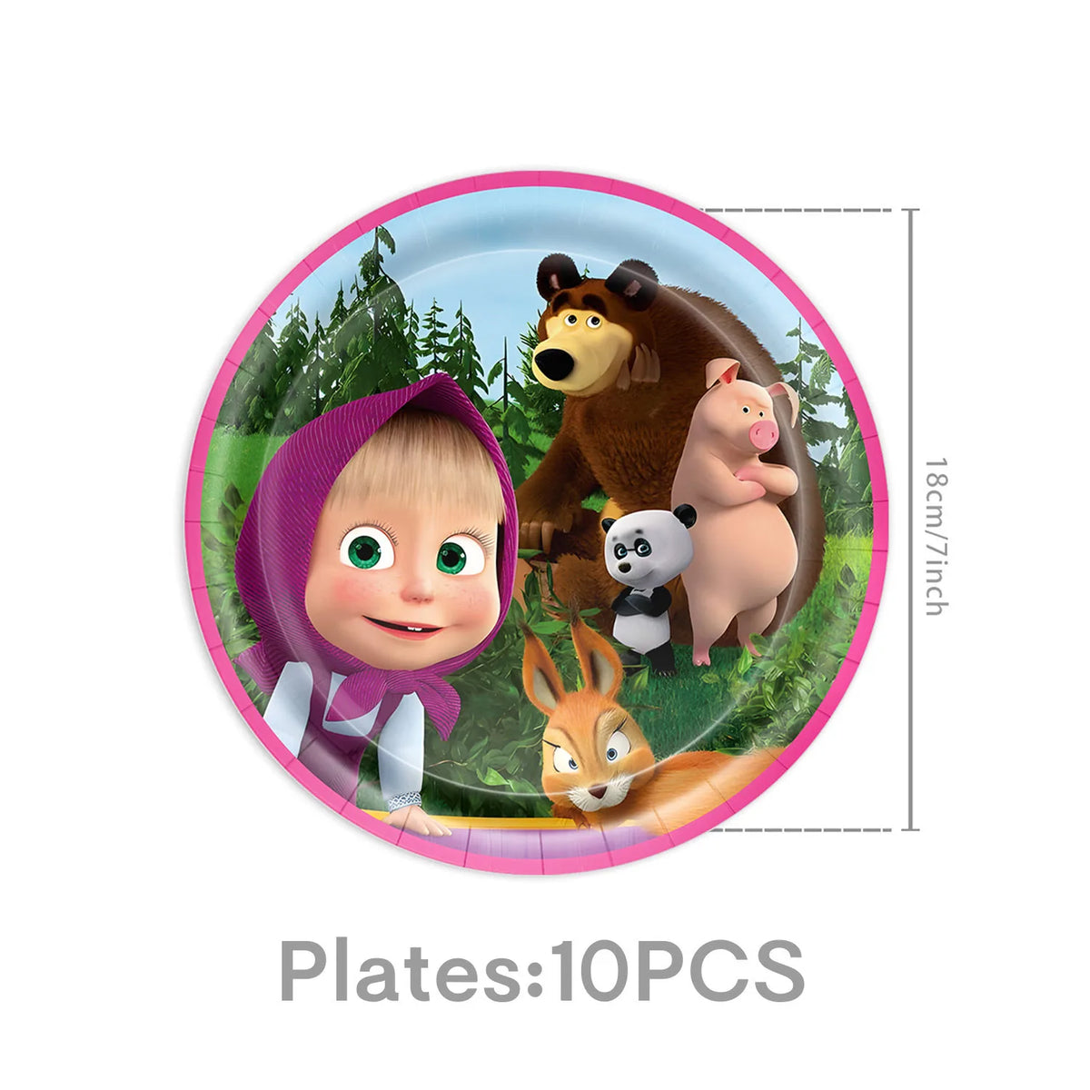 ensemble vaisselle jetable masha ours assiettes gobelets serviettes anniversaire enfant cartoon