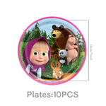 ensemble vaisselle jetable masha ours assiettes gobelets serviettes anniversaire enfant cartoon