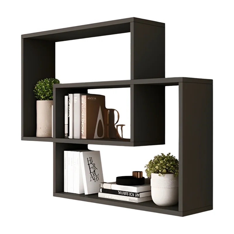 étagère murale modulaire blanc noir moderne fixations invisibles décorative livres objets tridimensionnelle contemporain