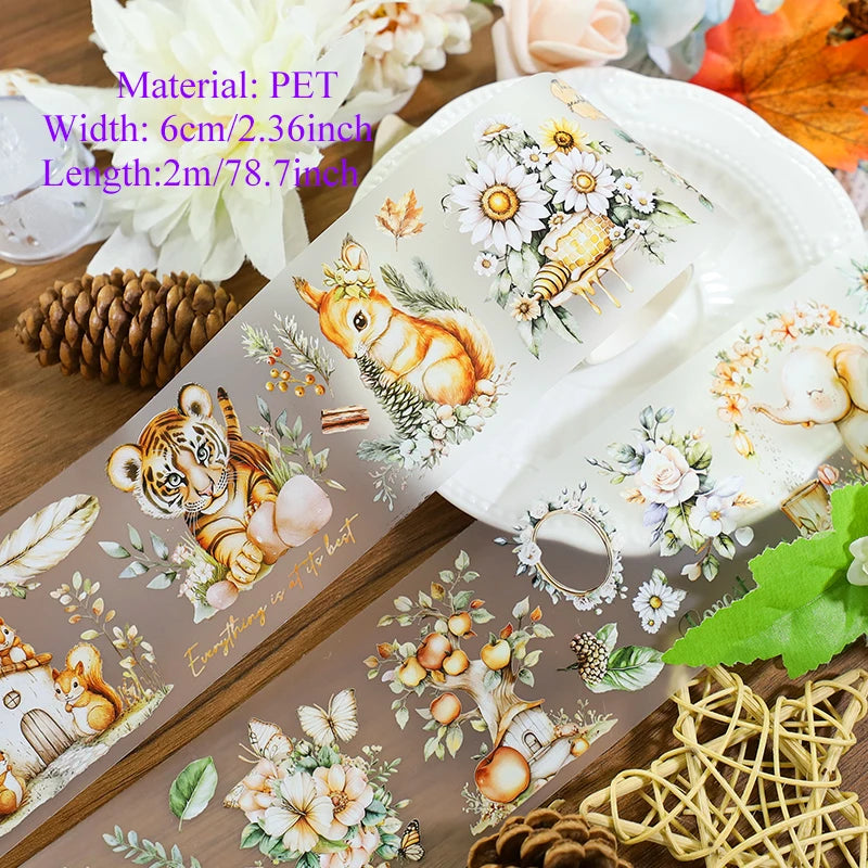 ruban adhésif décoratif motifs fleurs papillons animaux scrapbooking journal intime papeterie