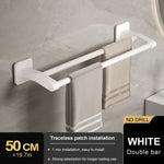porte serviettes mural gris lisse double barre 30 40 50cm moderne minimaliste fixations murales