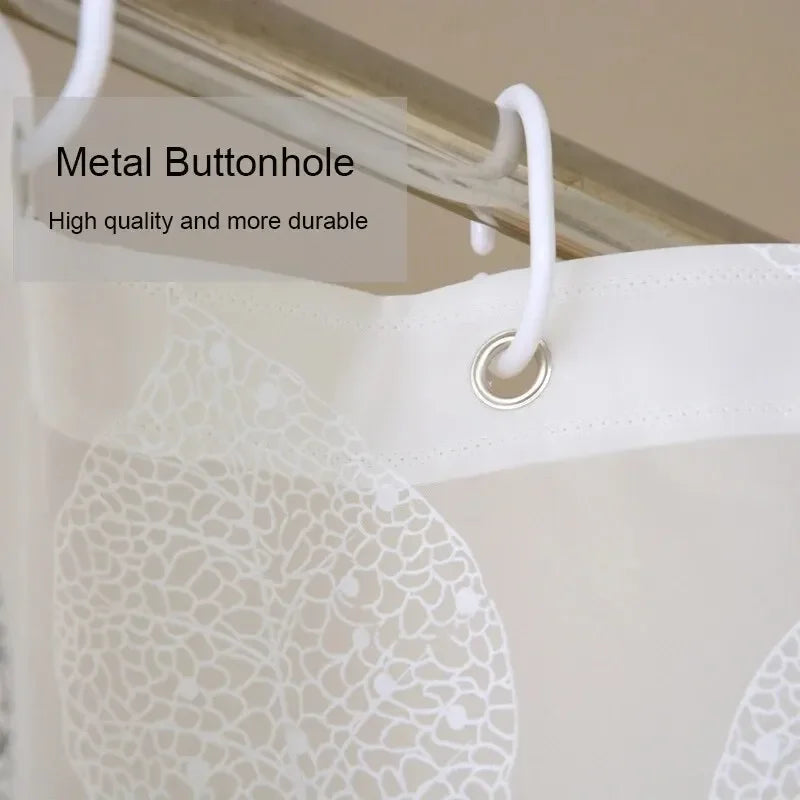 rideau douche semi transparent feuilles motif naturel moderne blanc gris argenté métalliques