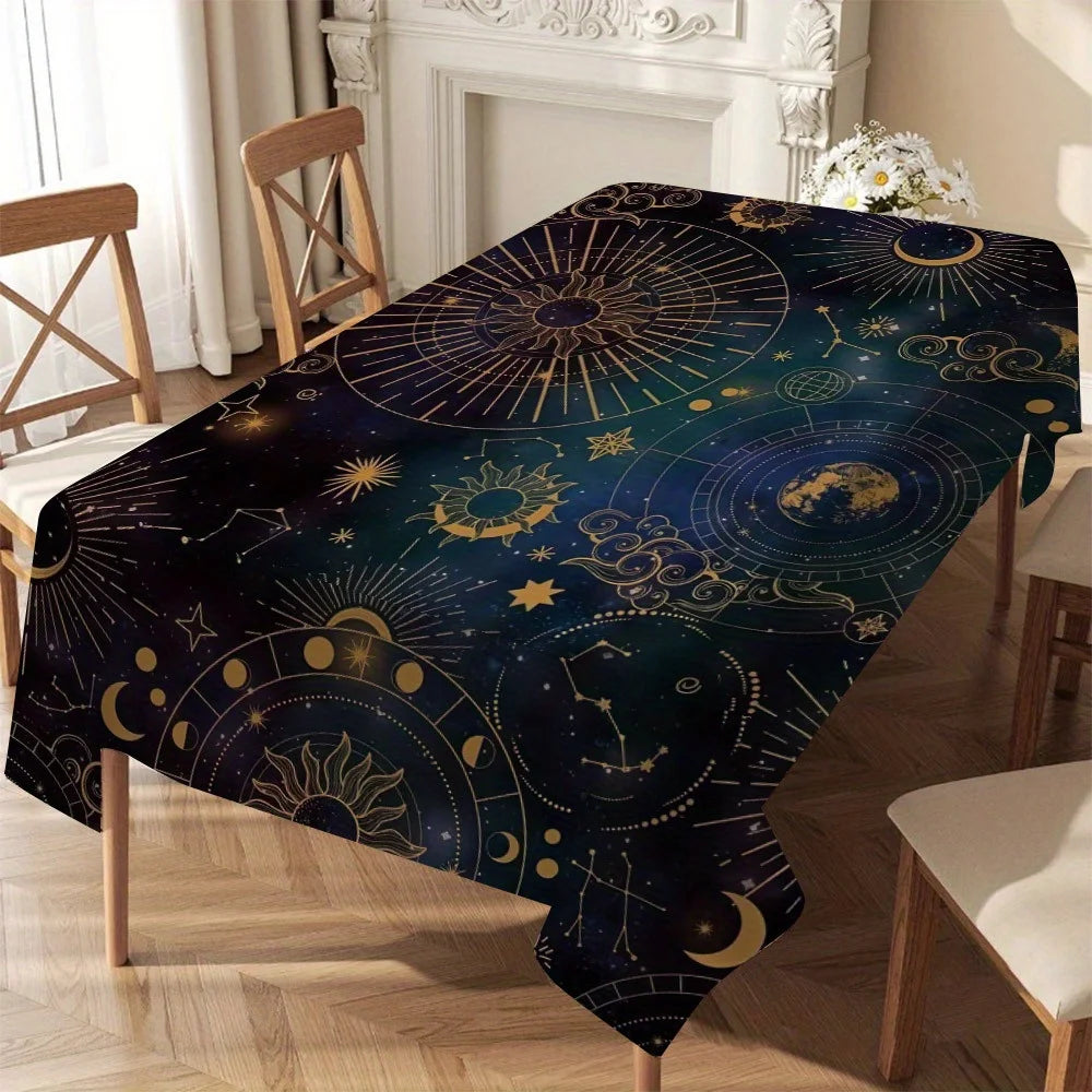 nappe imperméable moderne bleu foncé constellations étoiles restaurant décoration maison festive resistant huile