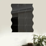 miroir moderne ondulé autocollant bleu blanc noir doré mur carreaux meubles