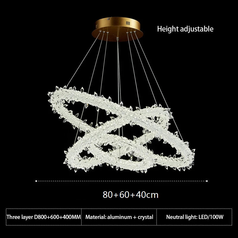 suspension lumineuse moderne cristaux blanc translucide chaînes suspendues