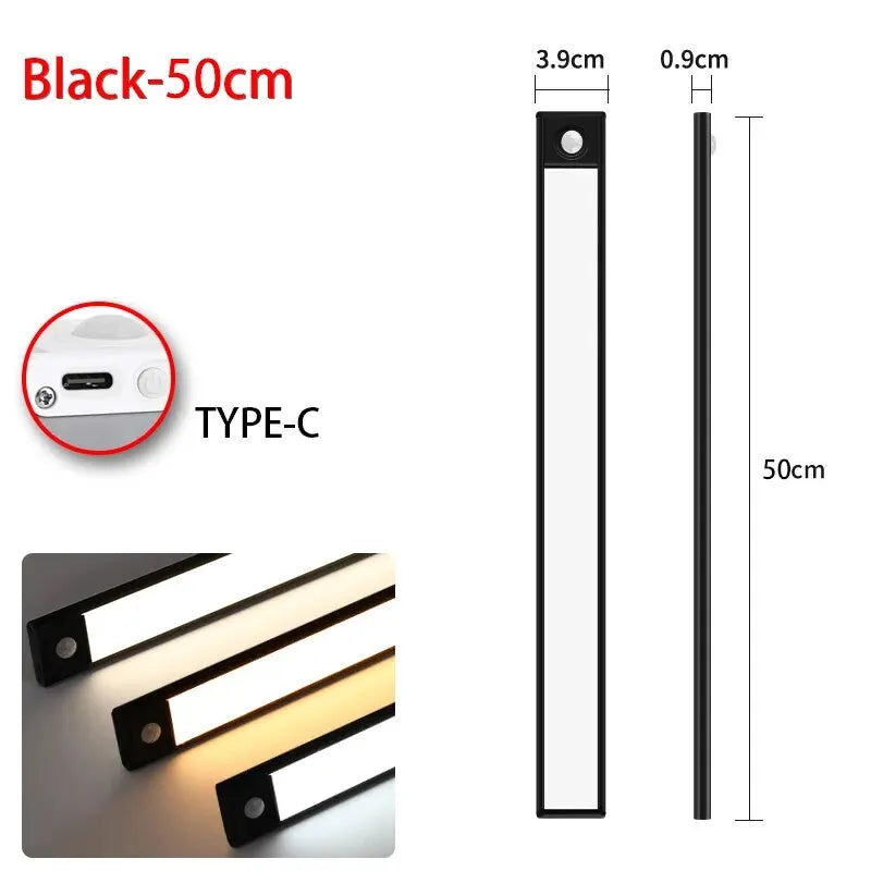 veilleuse led barreau mouvement blanc argenté moderne rechargeable aluminium