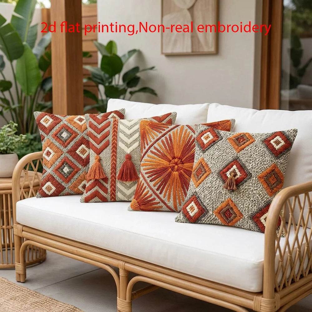 taies d'oreiller géométriques orange gris moderne zip 40x40cm 45x45cm 50x50cm 60x60cm