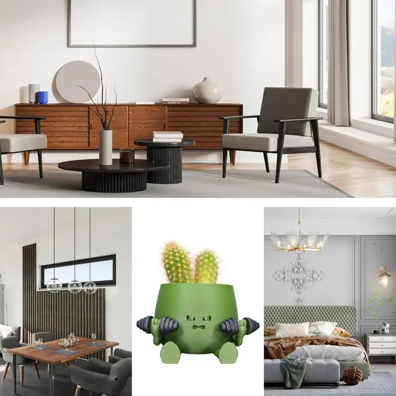 cache pot vert visage souriant créatif intérieur extérieur balcon étagère plante cactus personnalisé