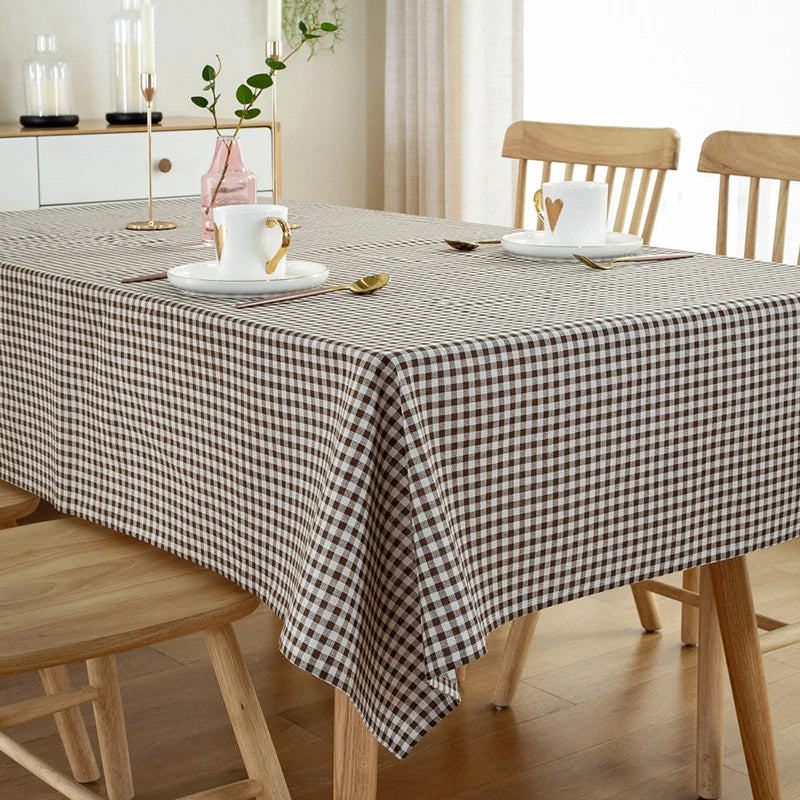 nappe table carreaux beige blanc imperméable polyestre extérieure intérieure rectangle action grâce
