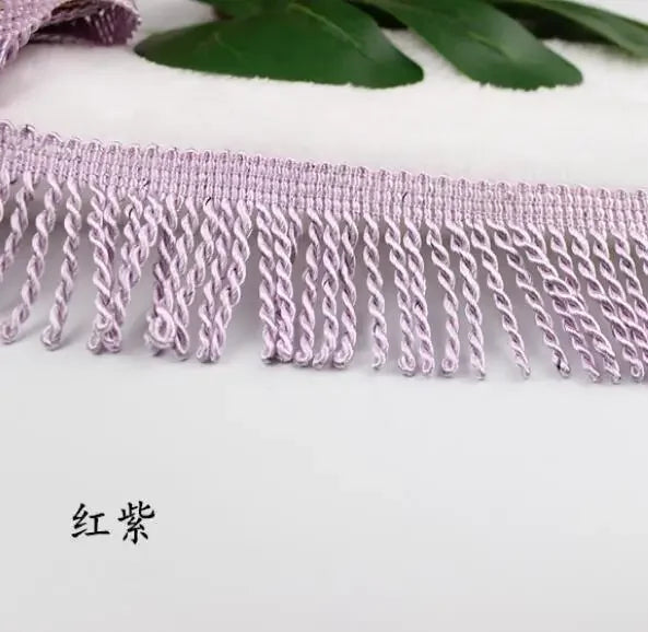 franges violettes blanches or rayées classiques polyester écologique largeur 5.5cm